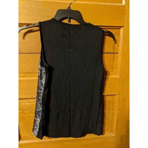 Chicos Tank Top Size 0 Small Black Sequins Silver Womens - Picture 3 of 3